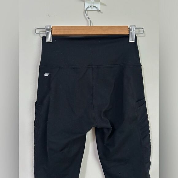 Fabletics Black Cropped High Waist Leggings Mesh Side Panel - Picture 7 of 7